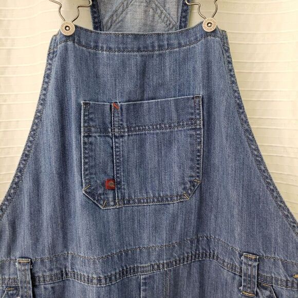 Dickies Relaxed Fit Bib Overalls Denim Carpenter Women’s Tag Size L - Picture 8 of 12